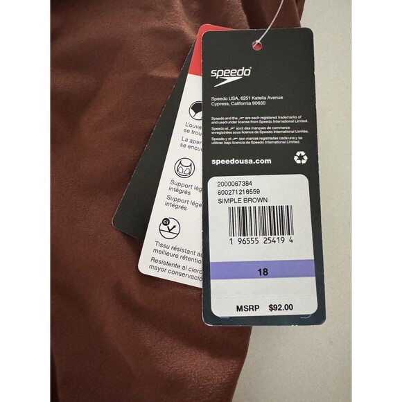 Speedo Women's Swimsuit One Piece Endurance+ Shirred Tank Moderate Cut brown 18 - Picture 10 of 16
